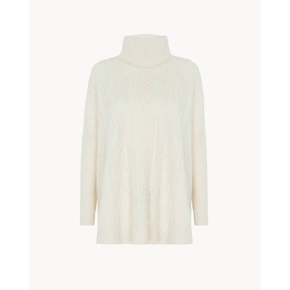 NEW KUJTEN women's tami cable-knit poncho in blanc